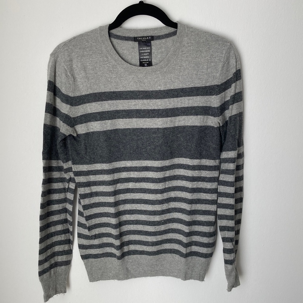 Talula Gray Striped Cashmere Blend S Sweater